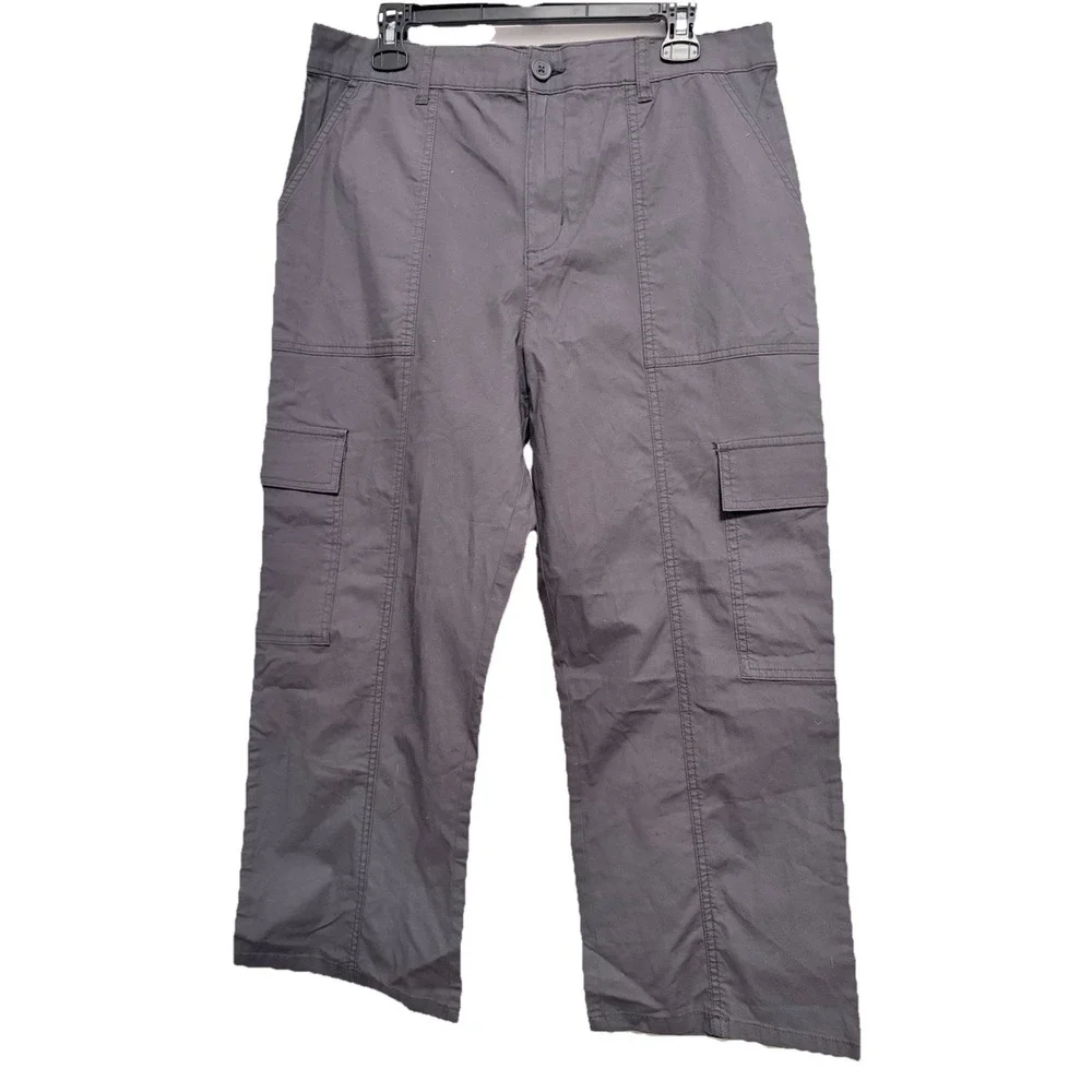 Social Standard Portside Cargo Crop Pants Women's XL Gray Cotton Blend‎